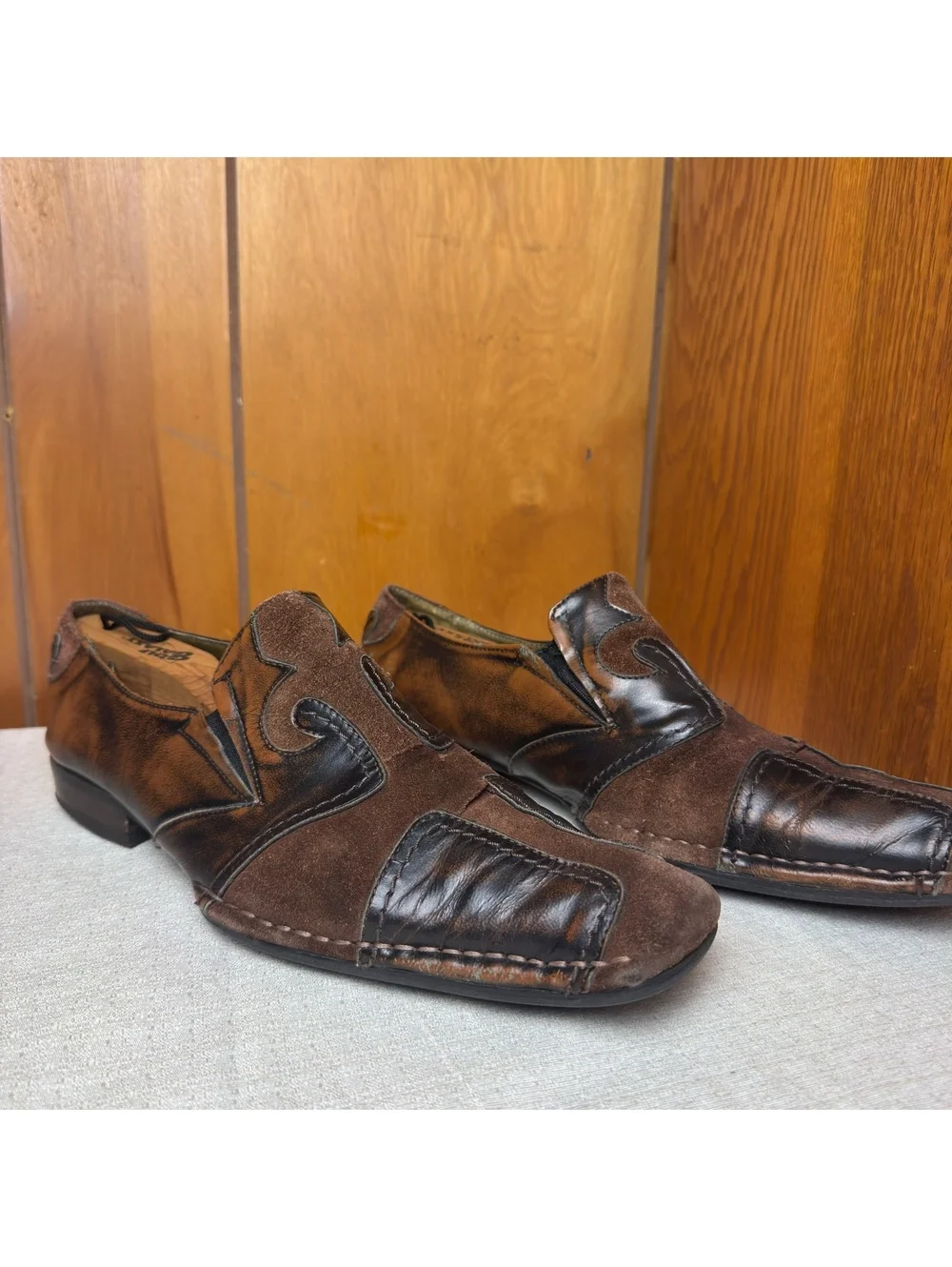 Robert Wayne Leather Suede Slip On Loafers Men Size 10 Western Boho Shoes